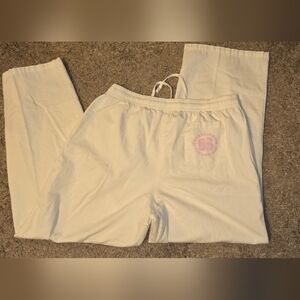 PINK Victoria's Secret White Pants with Pink Logo